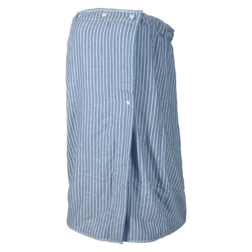 Bath Towel Thin Striped with Adjustable Button Blue 27.8" Length